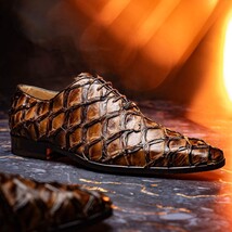 Marco Di Milano Genuine Pirarucu Exotic Lace-Up Olivieri Clear Brown image 9