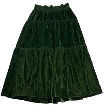 Rachel Zoe Skirt Womens L Green Velvet Tiered Midi Pull On Whimsigoth Wi... - $32.44