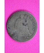 1853 P Seated Liberty Half Dime Exact Silver Coin Shown Low Grade Smashe... - $19.99