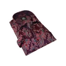 Men's Silky Paisley Floral Shirt By JT Milano AVM Slim Fit 6008-52 Burgundy image 5