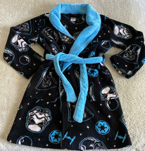 Star Wars Boys Black Darth Vader Storm Trooper Blue Fleece Bathrobe Small 4-5 - $17.15