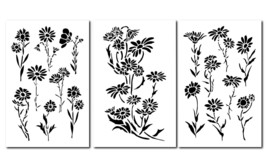 DAISY Flower Painting Stencils Wall Decorating Daisies Airbrush 14&quot; Template 3PK - £11.03 GBP