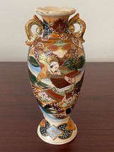 Antique Japanese Satsuma Vase Meiji Period 10&quot; Tall 7 5/8&quot; Tall Double Sided - £36.66 GBP