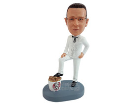 Custom Bobblehead Important dude ready to have a nice workng day at his Chicken  - £71.14 GBP