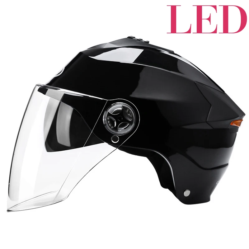 Led Helmet Motorcycle Helmets Led Lights With Double Lens  Mica  Electric Scoote - £328.26 GBP