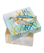 Sea Turtle Seaweed Capiz Oyster Shell Decorative Box Ocean Handmade Phil... - £13.45 GBP