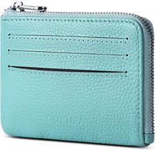 Small Wallets for Women Slim Wallets Top Grain Genuine Leather Pocket (Blue) - £14.71 GBP