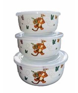 Set 3 Pooh Piglet Tigger Eeyore Flowers Food Storage Bowls Containers w/... - £50.90 GBP