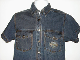 Womens Harley Davidson Denim Button Front Shirt Medium An American Legend - £31.27 GBP