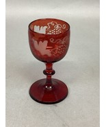Antique Small Crystal Bohemian Red Ruby Acid Etched Glass - 4.25” - €17,06 EUR