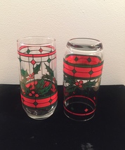 Vintage 70s Stained glass holly Christmas cocktail glasses image 5