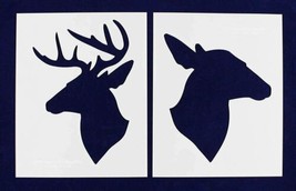 Buck-Doe Deer Head Stencils - Mylar 2 Pieces of 14 Mil 8" X 10" - Painting /Craf - $26.16