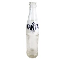 Vintage 1970s Fanta 10oz Ribbed Glass Soda Bottle Coca-Cola Navy &amp; White... - €13,73 EUR