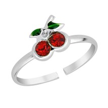 Sublime Cherry Inlaid Red CZ .925 Silver Toe or Pinky Ring - £9.48 GBP