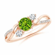 ANGARA Peridot and Diamond Twisted Vine Ring for Women, Girls in 14K Solid Gold - £1,013.76 GBP
