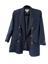 Vintage Liz Claiborne Double Breasted Blazer Jacket Sz 4P Navy Women - £18.22 GBP