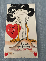 Ostrich in the Sand Can&#39;t Hide Valentines Day Card Early 1900&#39;s Die Cut ... - £3.73 GBP