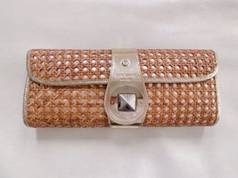 Kate Spade Woven Straw Clutch Bag Button Closure Summer Natural Tan MBb0309 - $88.99
