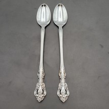 Vtg Set 2 Oneida MICHELANGELO Stainless Iced Tea Spoons Glossy Flatware - £18.33 GBP