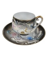 Vintage Geisha Lithophane Dragon ware Sm. Teacup And Saucer Moriage Black - €29,24 EUR