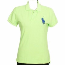 Polo Ralph Lauren Lime Green Cotton Mesh Big Pony Slim Skinny Fit Shirt Top L - £43.06 GBP
