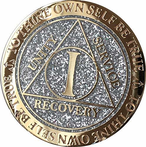 1 Year AA Medallion Reflex Silver Glitter Gold Plated Color Chip