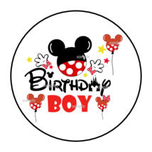 MICKEY MOUSE BIRTHDAY BOY ENVELOPE SEALS STICKERS LABELS 1.5&quot; ROUND (30)... - $4.99