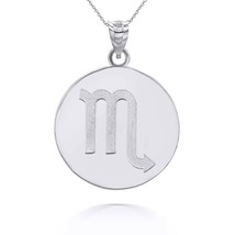 Personalized Engrave Name Zodiac Sign Scorpio Round Silver Pendant Necklace - £31.82 GBP+