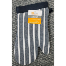 MU Kitchen Oven Mitt Glove Pinstripe Onyx 100% Cotton Thick Terry Lined ... - $12.84