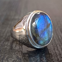 Bague en labradorite pour hommes en argent sterling 925, cadeau... - £79.78 GBP