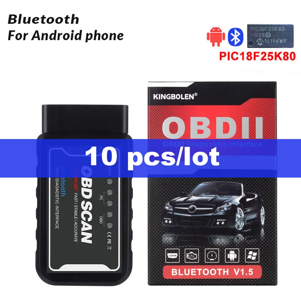10pcs/lot ELM327 V1.5 OBD2 Scanner PIC18F25K80 BT/Wifi ELM 327 OBD Car Diagnosti - £163.61 GBP