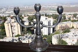 Old Antique Hazorfim Solid Silver Israel 11&quot; Candlestick Candleholder 330Gr - £378.56 GBP