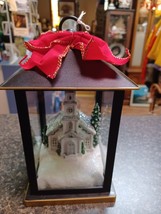 Vintage Snow Scene Winter Church Lighted Lantern 9&quot; - £31.57 GBP