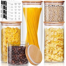 Glass Jars With Bamboo Lids [Muti Size Set Of 5], Glass Canisters With Airtight  - £41.41 GBP