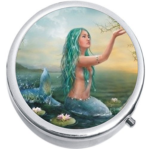 Blue Mermaid Medicine Vitamin Compact Pill Box - $9.78