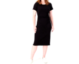 zuda Rib Dress with Ruching - BLACK, LARGE - $27.97