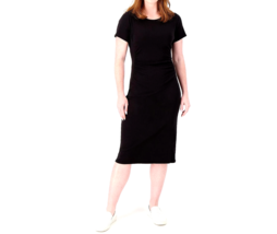 Zuda Rib Dress With Ruching - Black, Large - £22.35 GBP