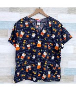 Hello Kitty Halloween Mock Wrap Scrub Top Black Pumpkin Nursing Womens XL - $24.74