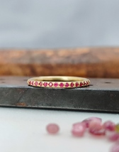 Ruby ring. 14K yellow gold ring set with 38 Rubys. Eternity Ruby ring. Handmade. - £870.65 GBP