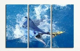 Multi Panel Print Blue Marlin Fish Sea Canvas Wall Art Saltwater Angler 5 Piece - £22.00 GBP+