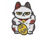 RUDE LUCKY CAT IRON ON PATCH 3&quot; Funny Go Away Middle Finger Embroidered ... - $4.95