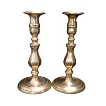 18th Century Heavy Brass Candlesticks Pair - $272.25