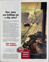 United States Steel 1943 Magazine Print Ad WWII Era How Many Can A Ship ... - £11.55 GBP