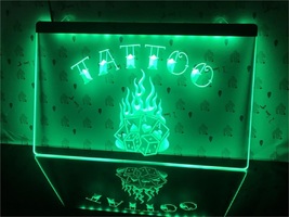 Poker Dice Tattoo Illuminated Led Neon Sign Home Decor, Beauty Salon, Lights Art - £20.74 GBP+