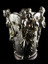 Vintage Goddess Vase - 4 seasons Urn - Horai silver bottle holder - Gree... - £113.36 GBP