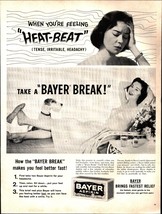 1960 Bayer Aspirin  Headache Cold Backache women bayer break Print Ad b9 - $24.11