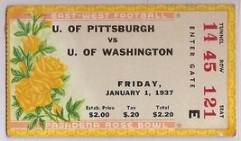 1937 Rose Bowl Game ticket stub Pittsburgh Panthers Washington Huskies - £134.57 GBP