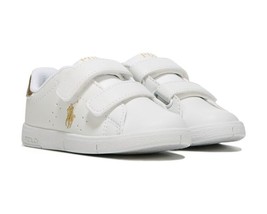 Polo Ralph Lauren Toddler Kids Finney EZ Casual Sneaker, White/Gold, Sz.12. NIB - £26.09 GBP