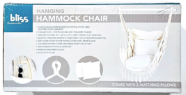 bliss hanging hammock Chair Polyester Cotton Fabric 2 Pillows Included 250lb Cap - £35.95 GBP