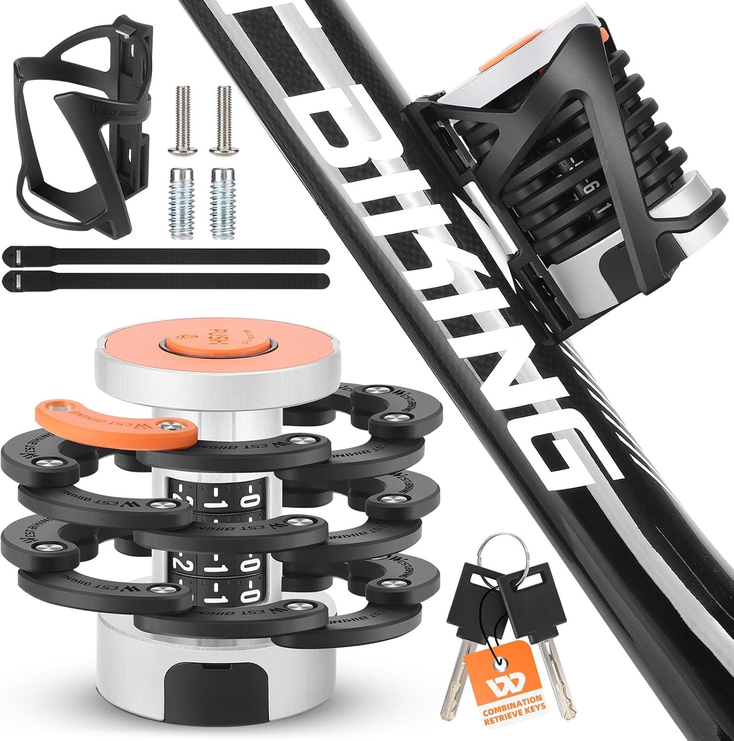 Folding Bike Lock Combination, Foldable Bike Lock With, Scratch Coating - $29.97